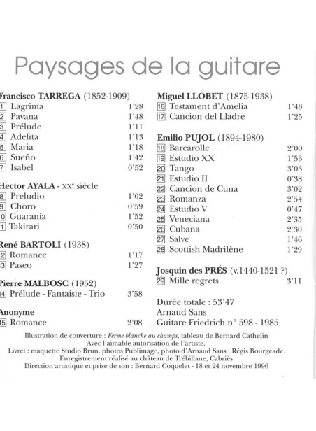 Paysages de la guitare -  Arnaud Sans