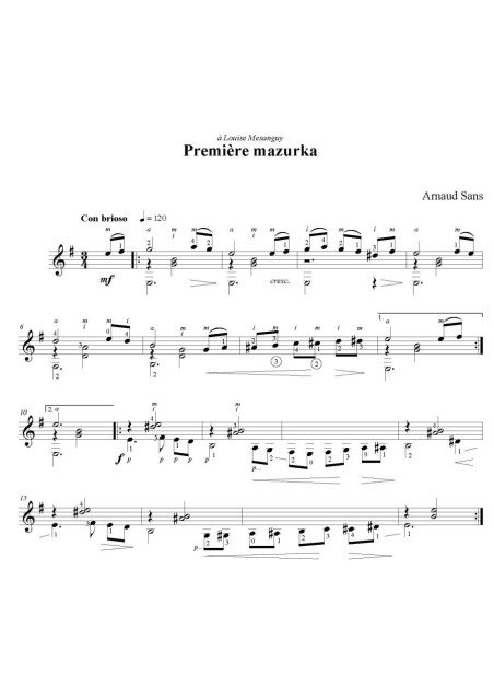 partition guitare - les premières cases - Arnaud SANS