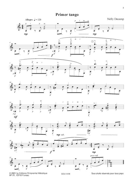 partition de guitare de Nelly Decamp, Carnet de voyage