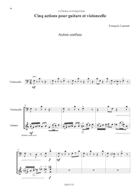 François Laurent - Cinq Actions pour guitare et violoncelle