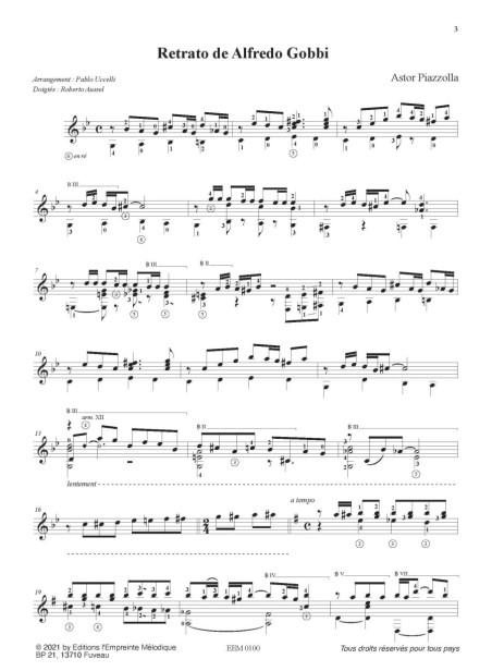 Astor Piazzolla, 4 piezas para guitarra, collection Roberto Aussel, Editions l'Empreinte Mélodique