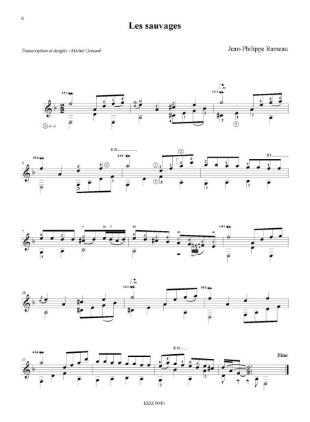 Jean-Philippe Rameau - trois pièces pour guitare PDF
