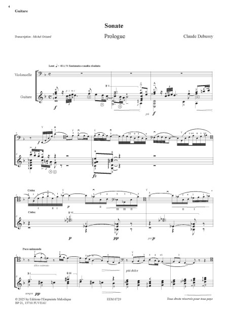 Claude Debussy - Sonate pour violoncelle et guitare PDF
