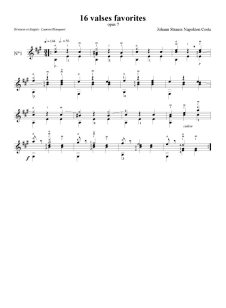 Napoleon Coste - 16 valses favorites opus 7 PDF
