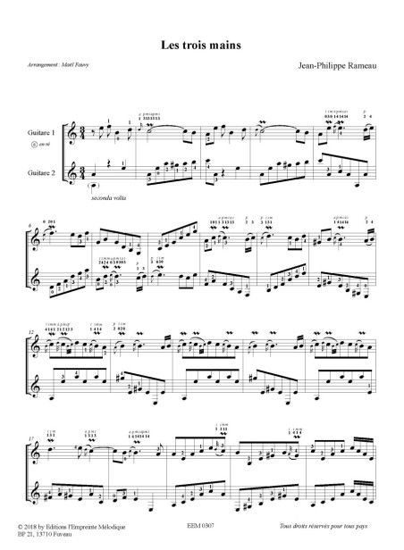 Jean-Philippe Rameau - quatre pièces pour deux guitares